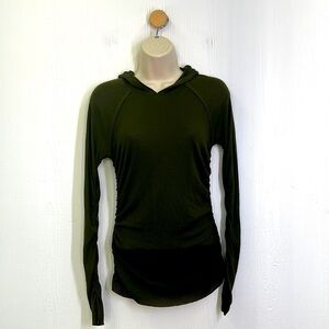 Free People - FP Movement Apollo Urban Army Green Perforated Hoodie Size Small